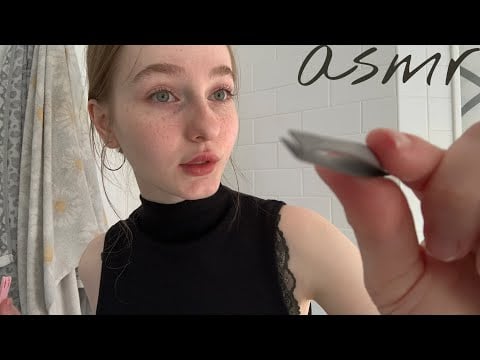 ☀︎ asmr уход за лицом ☀︎ убираем лишние волосы и ровняем бровки ☀︎