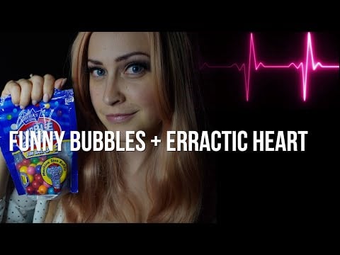 ASMR Gum Chewing Ramble Mouth Sounds, Blowing Big Bubbles, With Irregular Female Heartbeat Sounds