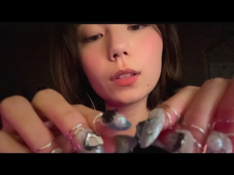 ASMR Up Close Mouth Sounds & Nail Tapping 