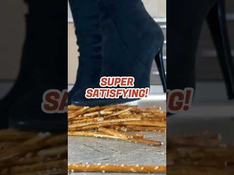 High Heel Boots vs. Crispy Sticks! Oddly Satisfying Food Crushing! ASMR