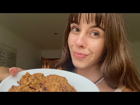 ASMR baking pumpkin chocolate chip cookies (close up whispered voice over)