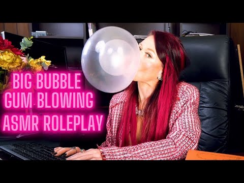 ASMR Role Play Secretary Big Bubble Gum Blowing