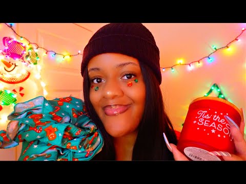 ASMR Christmas Triggers for Sleep🎄🎁✨(Candles, Fabric Sounds, Whispered RP)