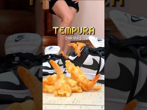 Pea vs. Tempura Shrimps! Crushing Food in Nike Sneakers! Oddly Satisfying! ASMR