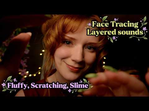 ASMR Very Close to you😻Crispy Mouth sounds,Mic-Face Scratching,Hair brushing,Fluffy,Slime😴
