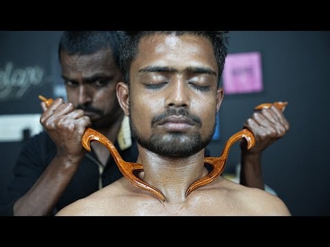 This Massage Is Really Strong | Neck & Shoulder Massage With Lots Of Oil | Strong Wrist Barber ASMR