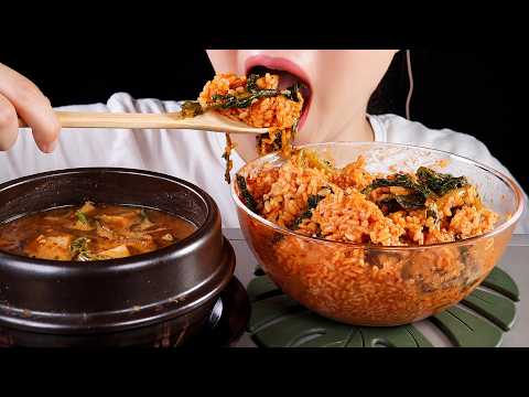 ASMR Yeolmu Bibimbap | Korean Home Meal | Soy Bean Stew (Doenjang-jjigae) | Mukbang