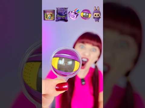ASMR Purple Candy Eating Lollipop, Gummy Ball  #mukbang #candyopening #eatingsounds