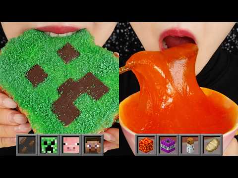 MINECRAFT FOOD IN REAL LIFE ASMR 💚 CREEPER BREAD, ICE CREAM, BREAD, SLIME JELLY ASMR 🧡