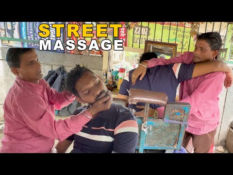 ASMR Street Barber Headache Killer Massage With Neck Cracking | Face Massage | Old Disabled Barber