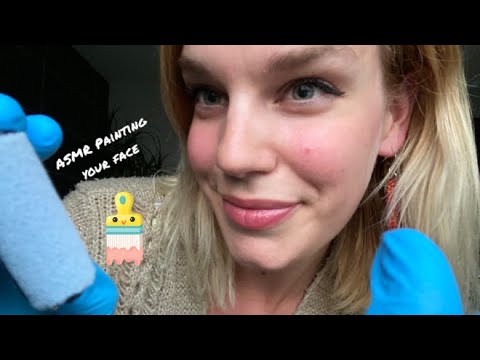 [ASMR] 👩‍🎨 *Oh la la*  French artist paints your entire face with blue nitrile gloves