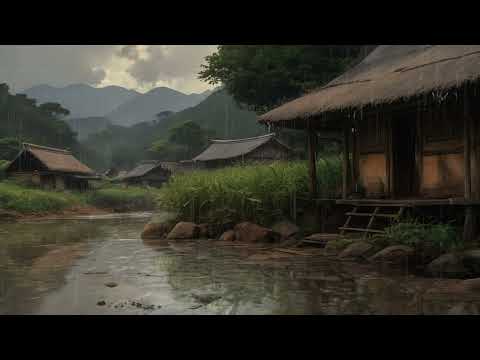 Rain and Thunder in a Cozy Village | Relaxing Sounds for Sleep, Study, and Meditation