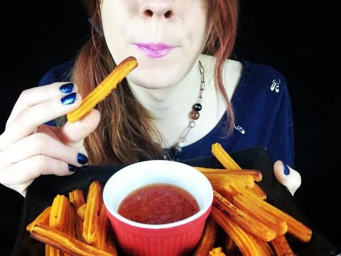 ASMR | SWEET POTATO CHURROS & SWEET CHILI SAUCE (No Talking) | Eating Sounds