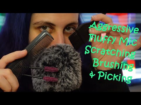 X1 ASMR Aggressive Fluffy Mic Cover Scratching, Brushing & Picking + Whisper Ramble (Intense Sounds)