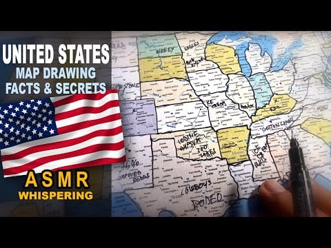 ASMR: Drawing UNITED STATES Map Outline With STATES less known facts  | ASMR whispering