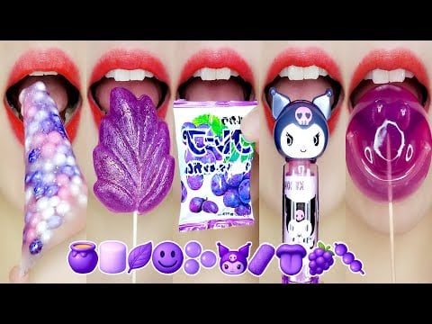 💜PURPLE DESSERTS💜 EMOJI CHALLENGE EATING SOUNDS [ASMR MUKBANG]