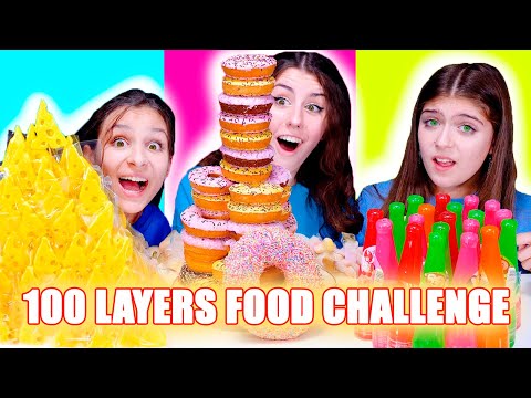 1, 10 or 100 Layers of Food Challenge by LiLiBu | Best Compilation ASMR