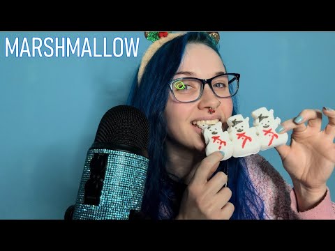 ASMR Eating PEEPS Marshmallows (Christmas Snowmen & Stockings)