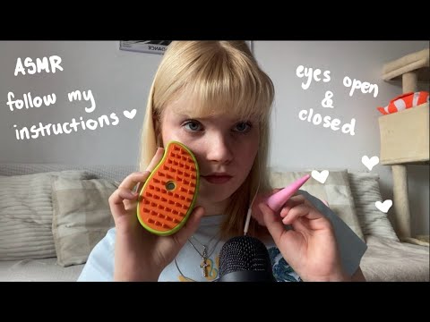 ASMR follow my instructions | eyes open & eyes closed 🧩