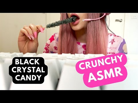 CRUNCHY ASMR Eating Black Rock Crystal Candy 🖤