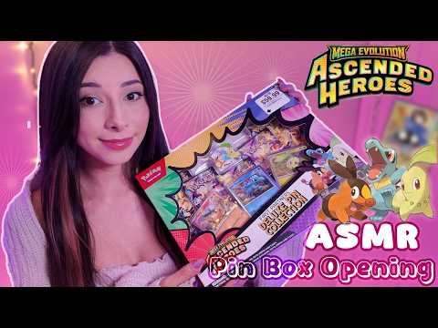 ASMR ⋆ Ascended Heroes Pin Collection Opening ⋆ Whispers, Card tapping, & relaxing crinkles!