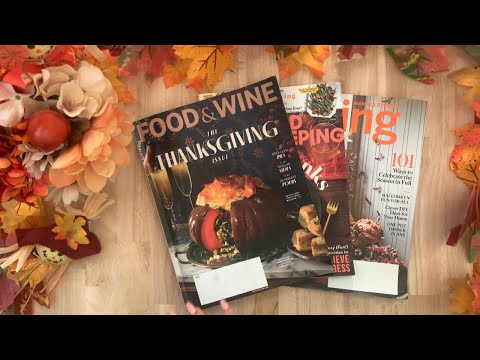 ASMR page turning, glossy magazine, finger licking, page squeezing 🍁thanksgiving edition🍁