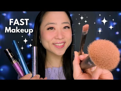 ASMR | Fast & Aggressive Makeup Application, Inaudible Whispering & Layered Sounds