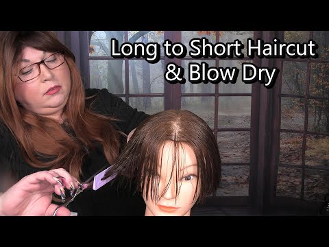 ASMR Long to Short Haircut, Blow Dry, Spray Sounds, Styling, Hair Dryer | Hairdresser Roleplay