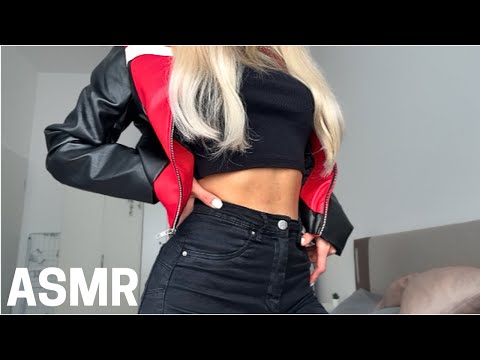 ASMR - leather jacket scratching & grabbing *inaudible whisper*
