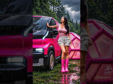 ☔️ CAMPING IN HEAVY RAIN WITH MY PINK KIA PV5