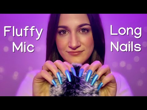 ASMR • Fluffy Mic Scratching with Long Nails (Extra Close Whispers)