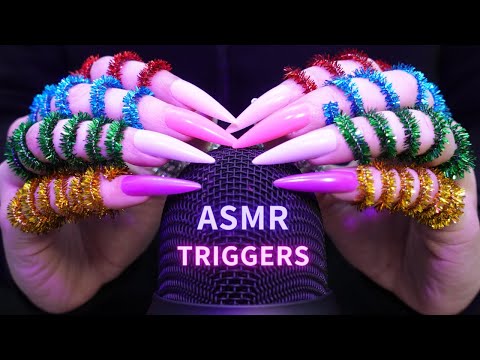 ASMR Scratching , Tapping & Massage with DIFFERENT Mics , Items & Nails 💗 No Talking for Sleep 😴 4K