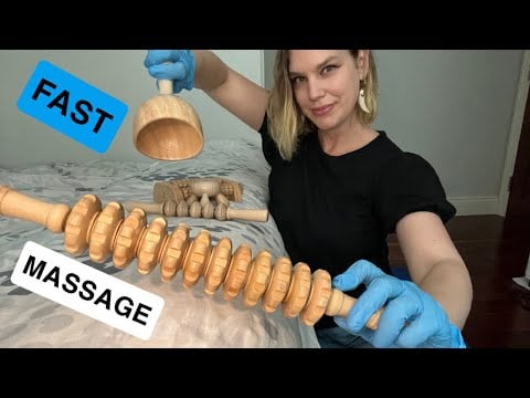 [ASMR] Fast & Aggressive Full Body Massage With Wooden Tools (Gloves)