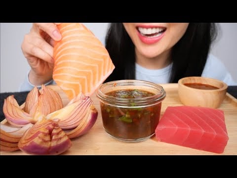 SALMON + TUNA SASHIMI (ASMR EATING SOUNDS) NO TALKING | SAS-ASMR