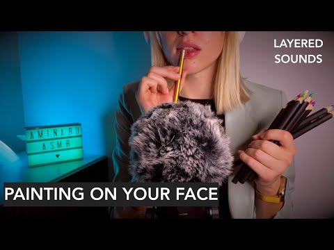 ASMR-tist | Painting on your face, inaudible whispering, INTENSE TINGLES - LAYERED SOUNDS