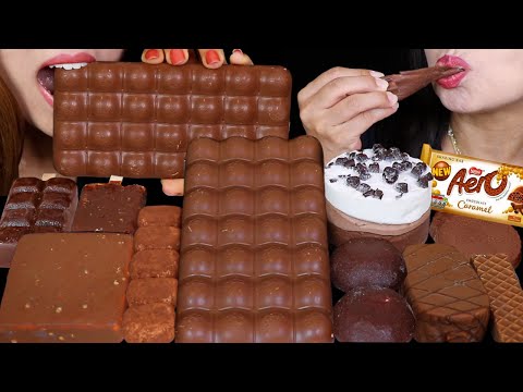 ASMR GIANT BUBBLY CHOCOLATE CARAMEL BAR, KLONDIKE BAR, CHOCOLATE MOCHI ICE CREAM, MOUSSE CAKE 먹방