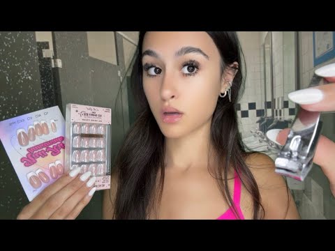 ASMR| Girl does your NAILS in the school bathroom *GONE WRONG*😳