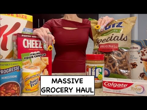 ASMR Gum Chewing HUGE Grocery Haul | Amazing Bargains | Whispered