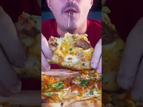 ASMR CHEESY BUFFALO CHICKEN PIZZA ! * no talking mukbang eating sounds * 먹방