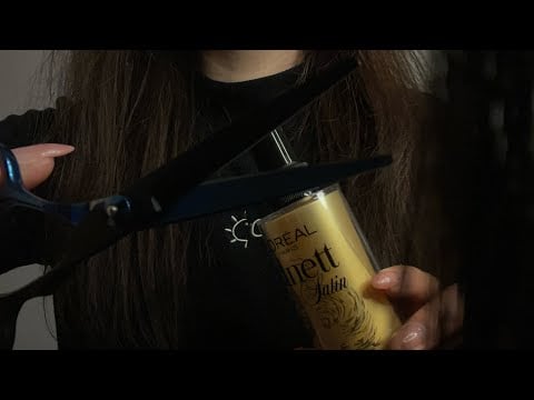 Lofi ASMR giving you a haircut💇‍♀️ real hair, spray sounds, parting your hair - no talking 
