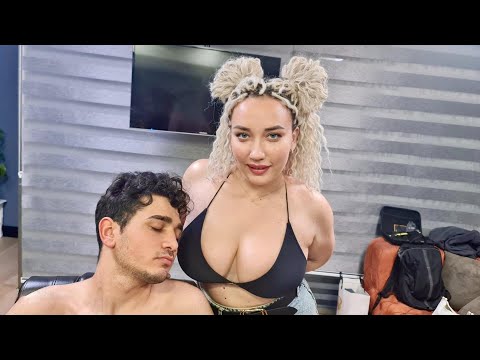 💈ASMR BARBER MASSAGE WITH A RUSSIAN LADY IN CYPRUS | HEAD, FACE, BACK, AND ARM MASSAGE