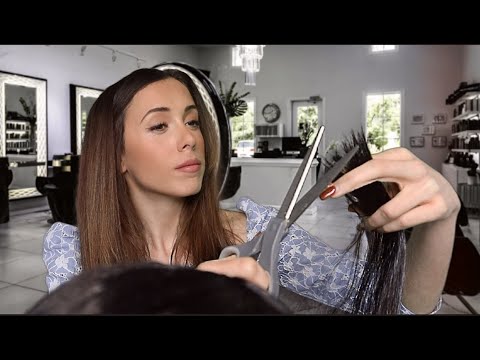 ASMR REAL HAIRCUT | spray bottle, hair brushing, scissor sounds...