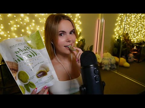 ASMR | Eating Matcha Mochi 🍵 (mouth sounds, whispering)