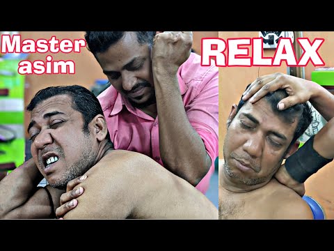 Master asim gets head and body massage | now it's time to relax asim barber