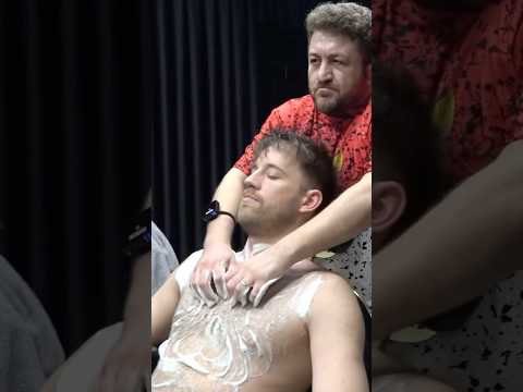 SCRATCHING FOAMY CHEST AND BACK BARBERSHOP MASSAGE #barbermassage #massage #asmr #cracks #sleep