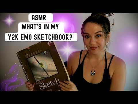 ASMR What's in my Y2k Emo Sketchbook? Whispers| Brush Sounds | Paper Sounds| Relaxing Nostalgia