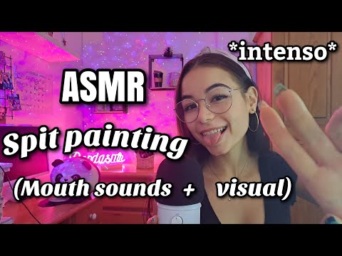 ASMR SPIT PAINTING!💦 Limpio y toco tu cara! (Mouth sounds/Visual) ASMR  español para dormir-Pandasmr