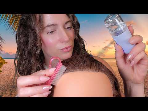 ASMR - Beach Scalp Treatment - Scalp Massage, Scrub, & Baby Hair Combing
