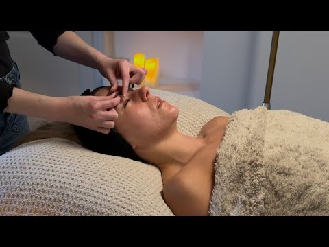 Soothing Sleepy Facial ASMR ✨ Skincare, Deep Cleansing & Lymphatic Massage NO TALKING