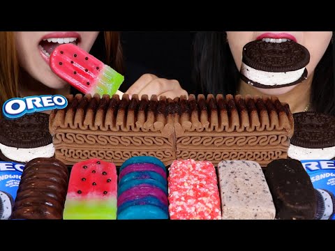 ASMR ICE CREAM PARTY! GIANT CHOCOLATE VIENNETTA CAKE, WATERMELON BAR, GALAXY, OREO SANDWICH, HERSHEY